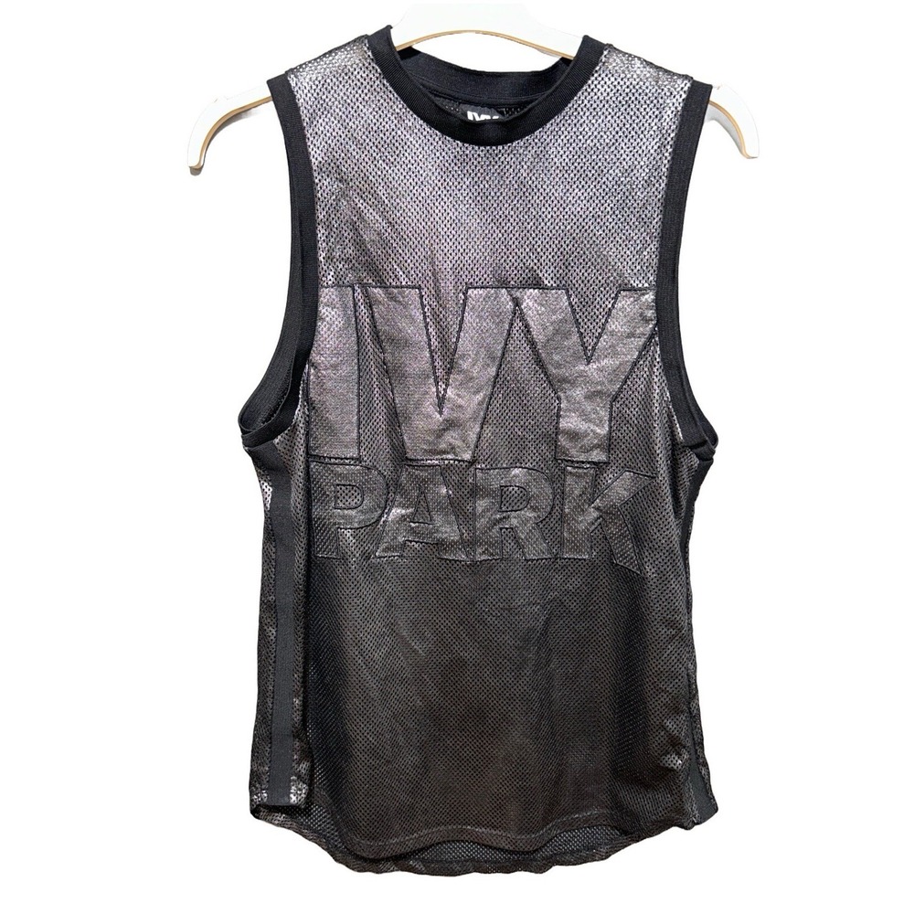 Ivy Park Women's Silver Metallic Mesh Tank‎ Top Size Small